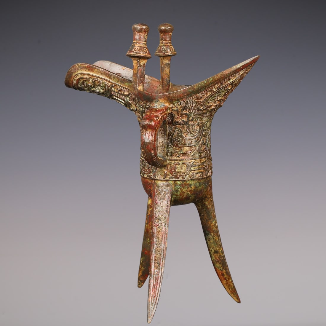 An Exquisite Bronze Phoenix Pattern Goblet - 5