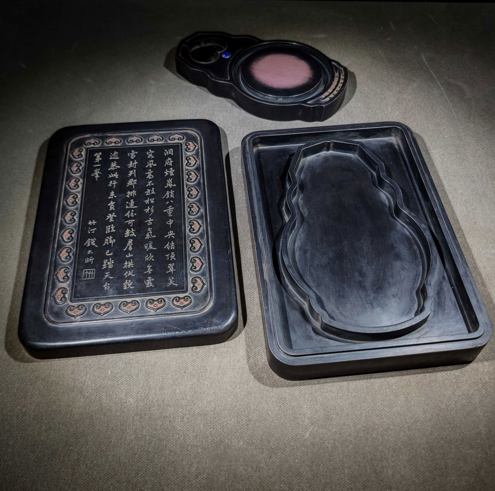 An Exquisite with poem Inkstone - 5