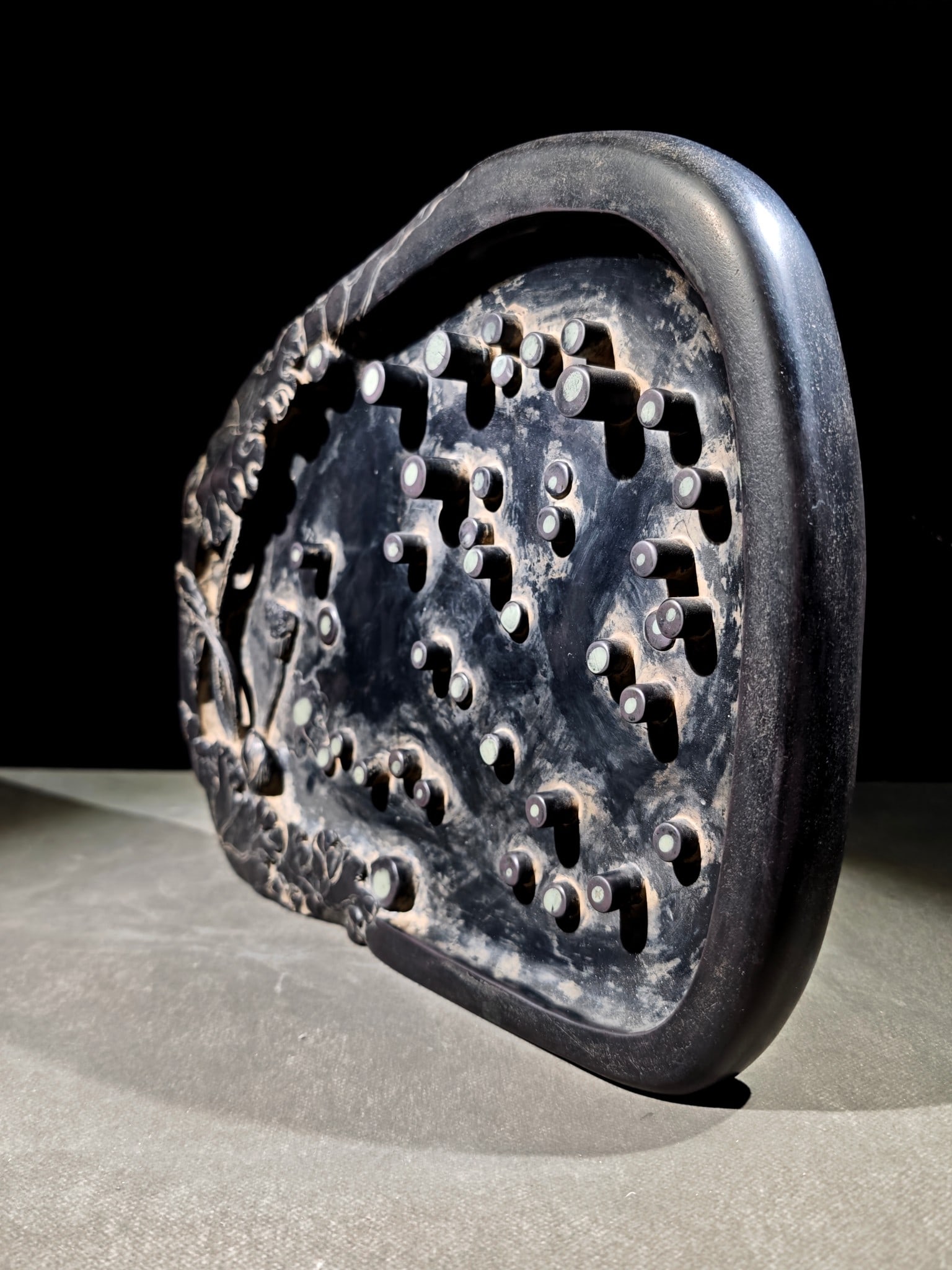 An Exquisite Flower Pattern with poem Inkstone - 3