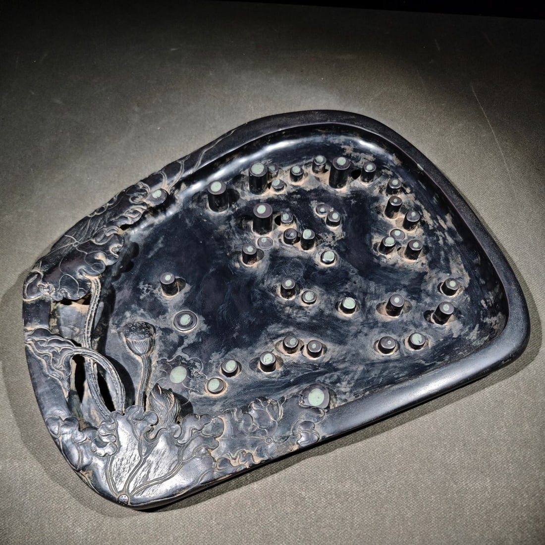 An Exquisite Flower Pattern with poem Inkstone - 5