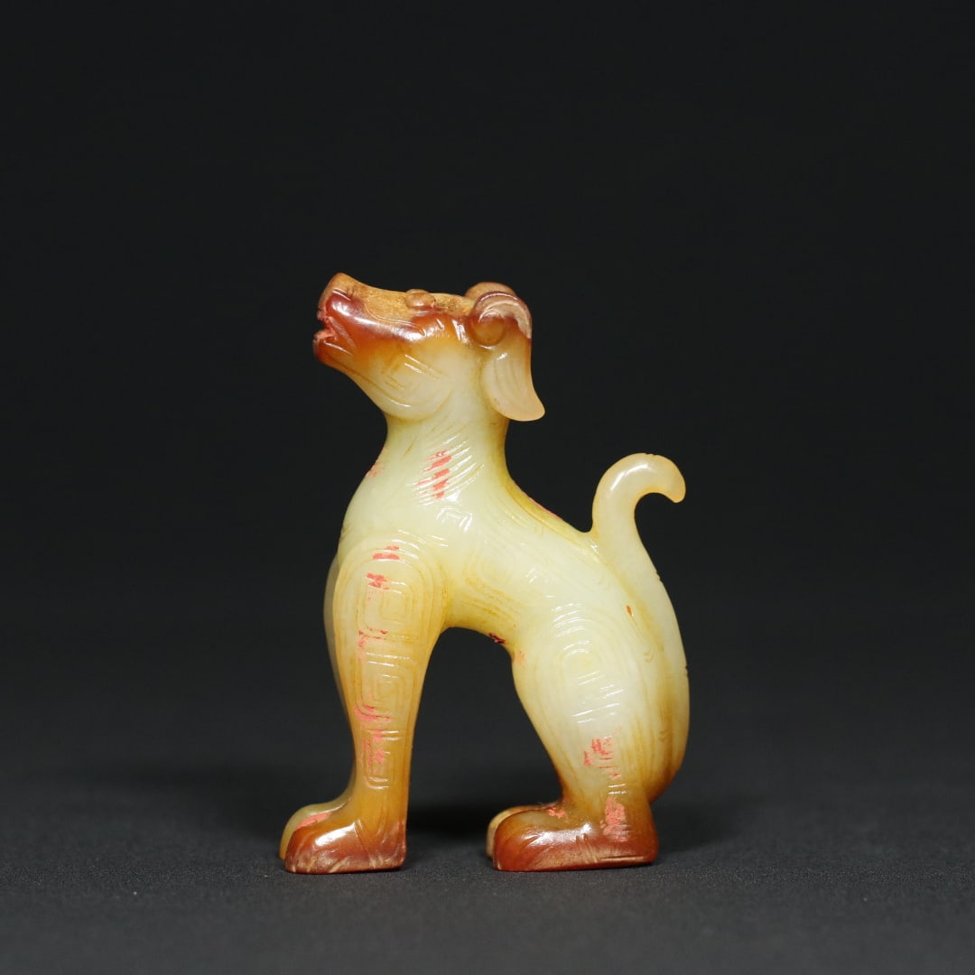 An Exquisite White Jade Dog Hand Piece: An Exquisite White Jade Dog Hand Piece W.Zhou , China Size:4.6cmx1.8cmx6.6cm Weight:56g (The Dimensions Of All Batches Are Manually Measured.If You Need More Detailed Information, Please Contact