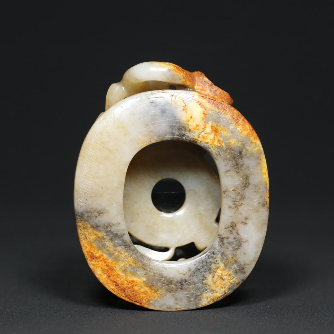 An Exquisite White Jade Dragon and Phoenix Pattern Hand Piece - 2