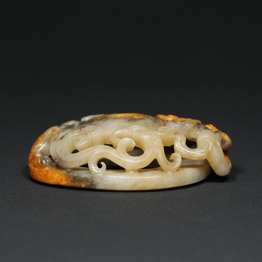 An Exquisite White Jade Dragon and Phoenix Pattern Hand Piece - 3