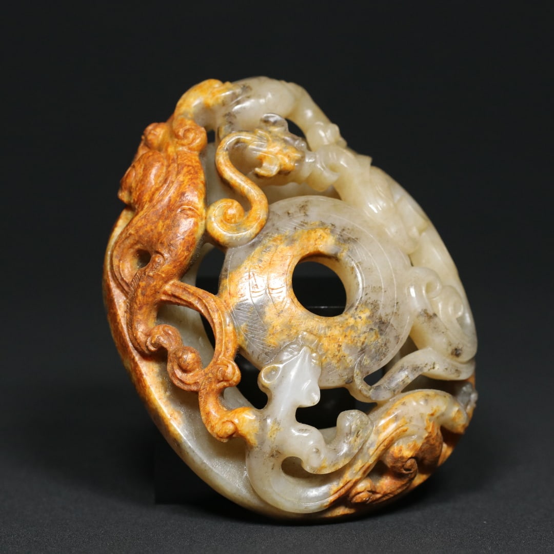 An Exquisite White Jade Dragon and Phoenix Pattern Hand Piece - 4
