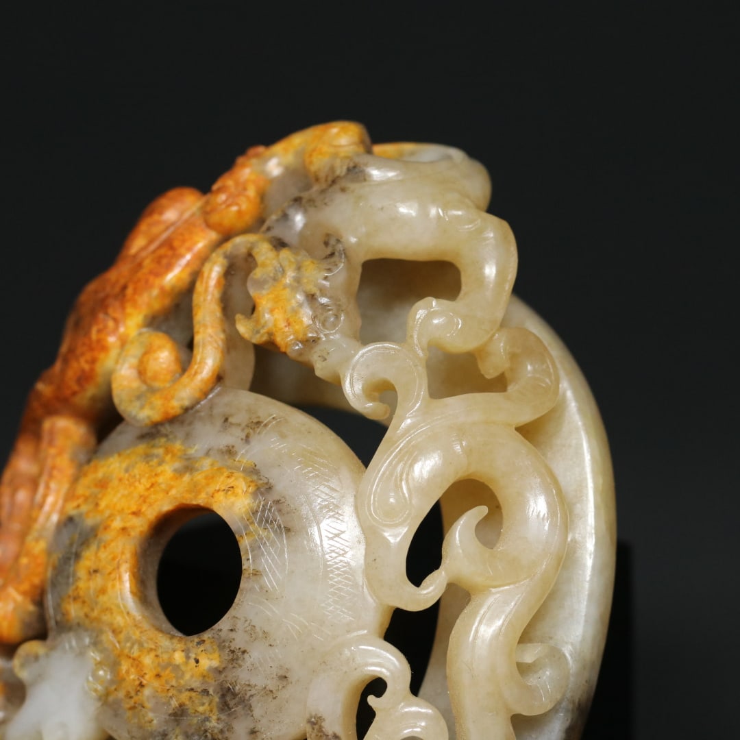 An Exquisite White Jade Dragon and Phoenix Pattern Hand Piece - 7