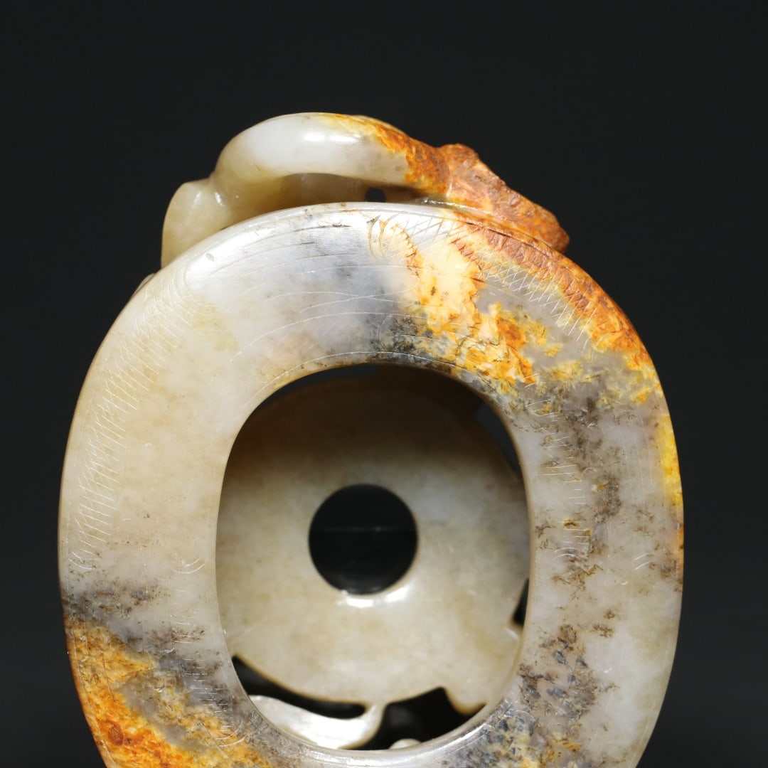 An Exquisite White Jade Dragon and Phoenix Pattern Hand Piece - 9