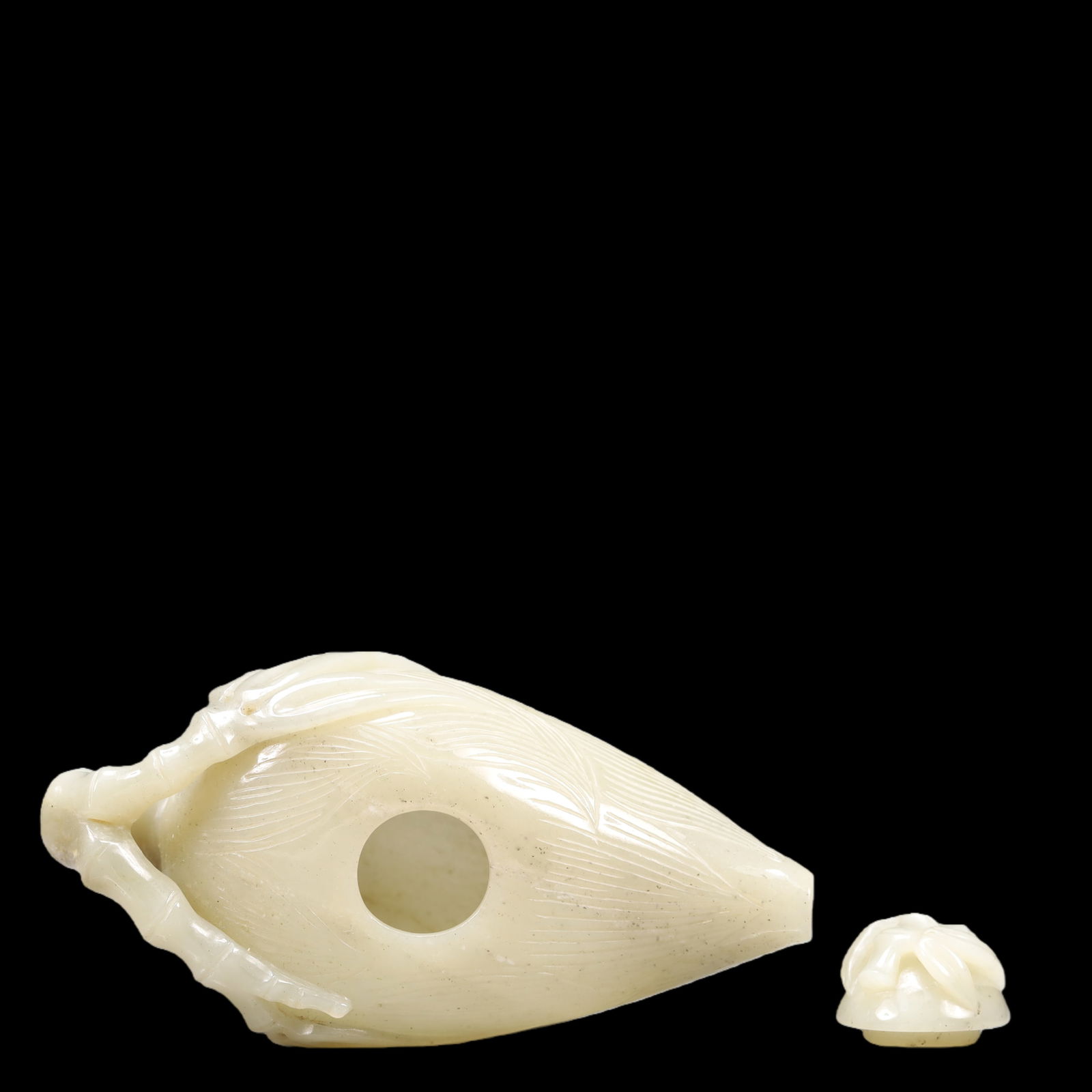 An Exquisite Green Jade Bamboo Pattern Teapot - 6