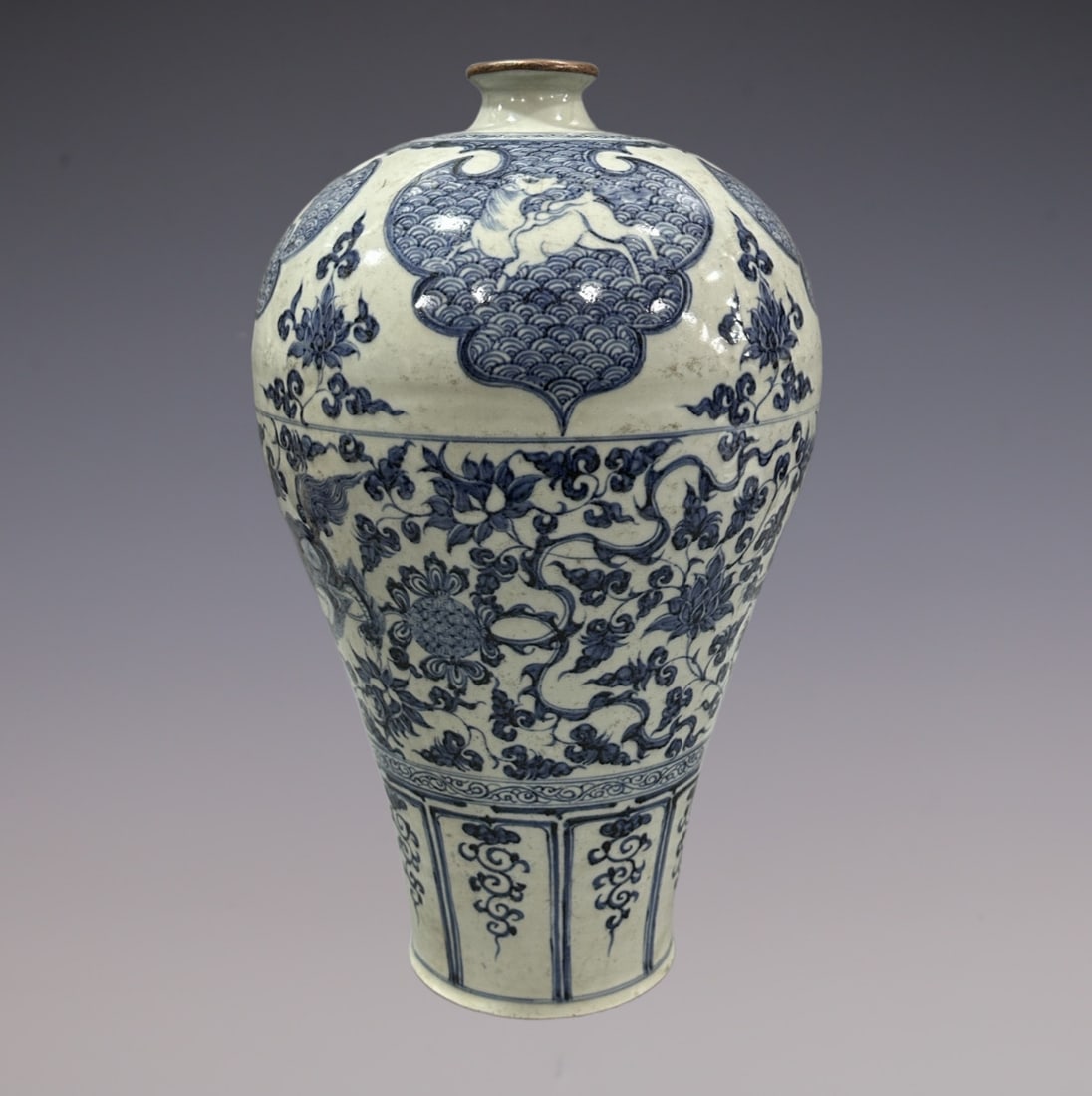 An Exquisite Blue and White Lotus Pattern Lion Pattern Vase - 6