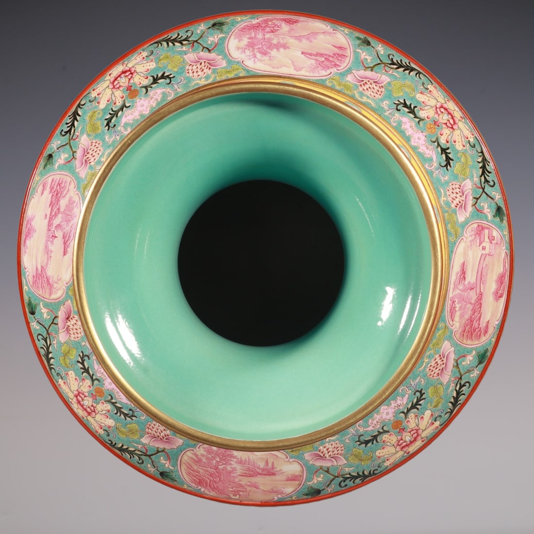 An Exquisite Enamel Bats and Peach Pattern Lotus Pattern Dragon Pattern Seawater Pattern Vase - 8