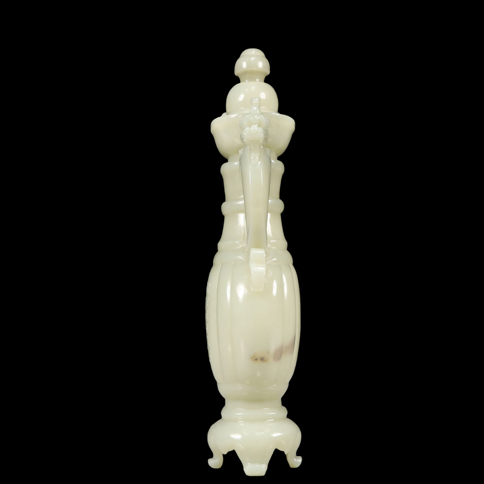 A Exquisite White Jade Flower Pattern with poem Ewer - 10
