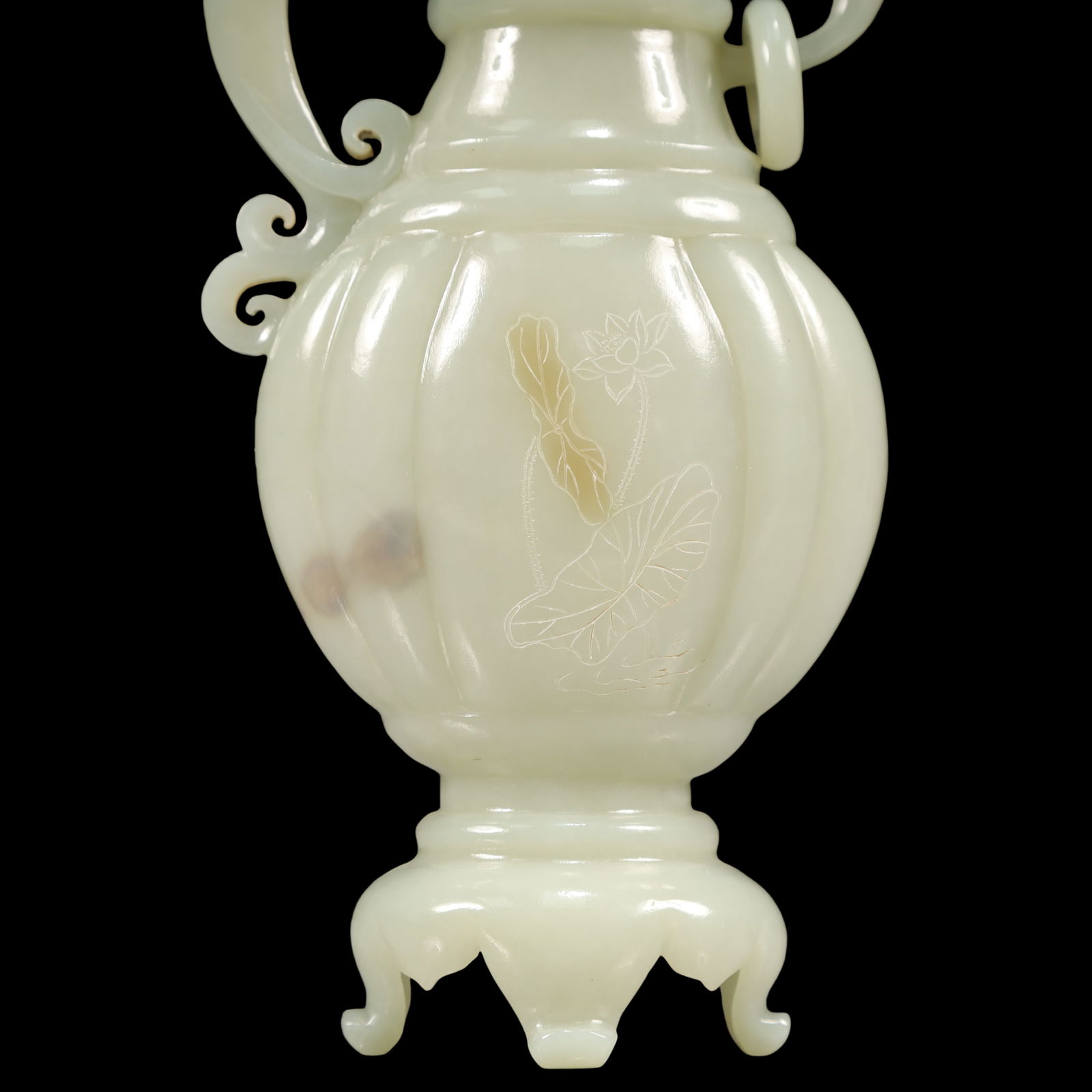 A Exquisite White Jade Flower Pattern with poem Ewer - 3