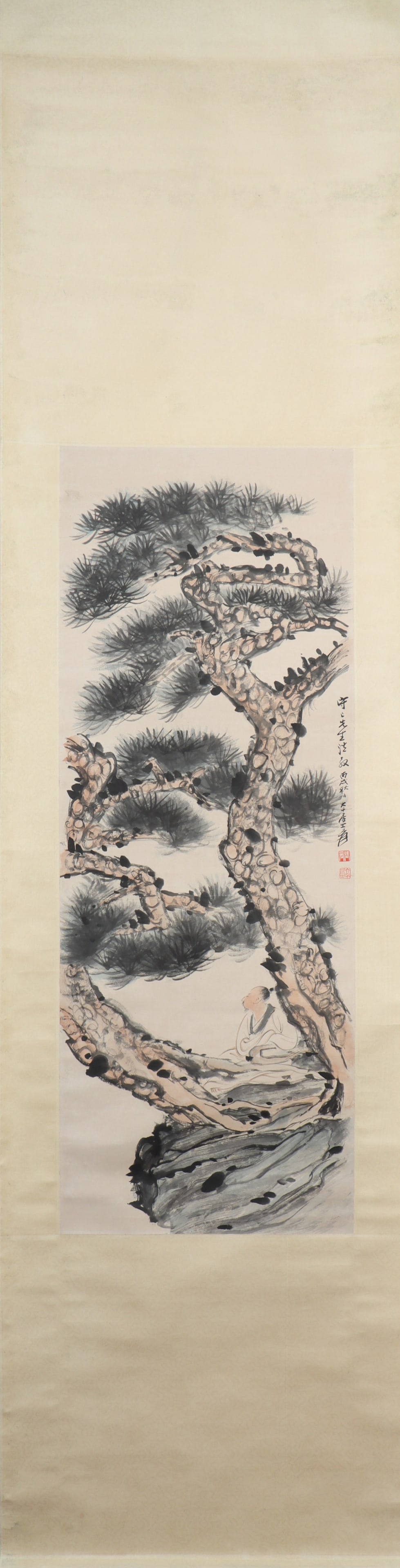 A Chinese Vertical Scroll Ink Painting of Character and Story on Paper: A Chinese Vertical Scroll Ink Painting of Character and Story on Paper Zhang daqian Size:100cmx37cm (The Dimensions Of All Batches Are Manually Measured.If You Need More Detailed Information,