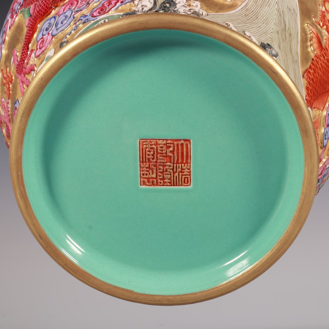 An Exquisite Enamel Dragon Pattern Seawater Pattern Jar - 8