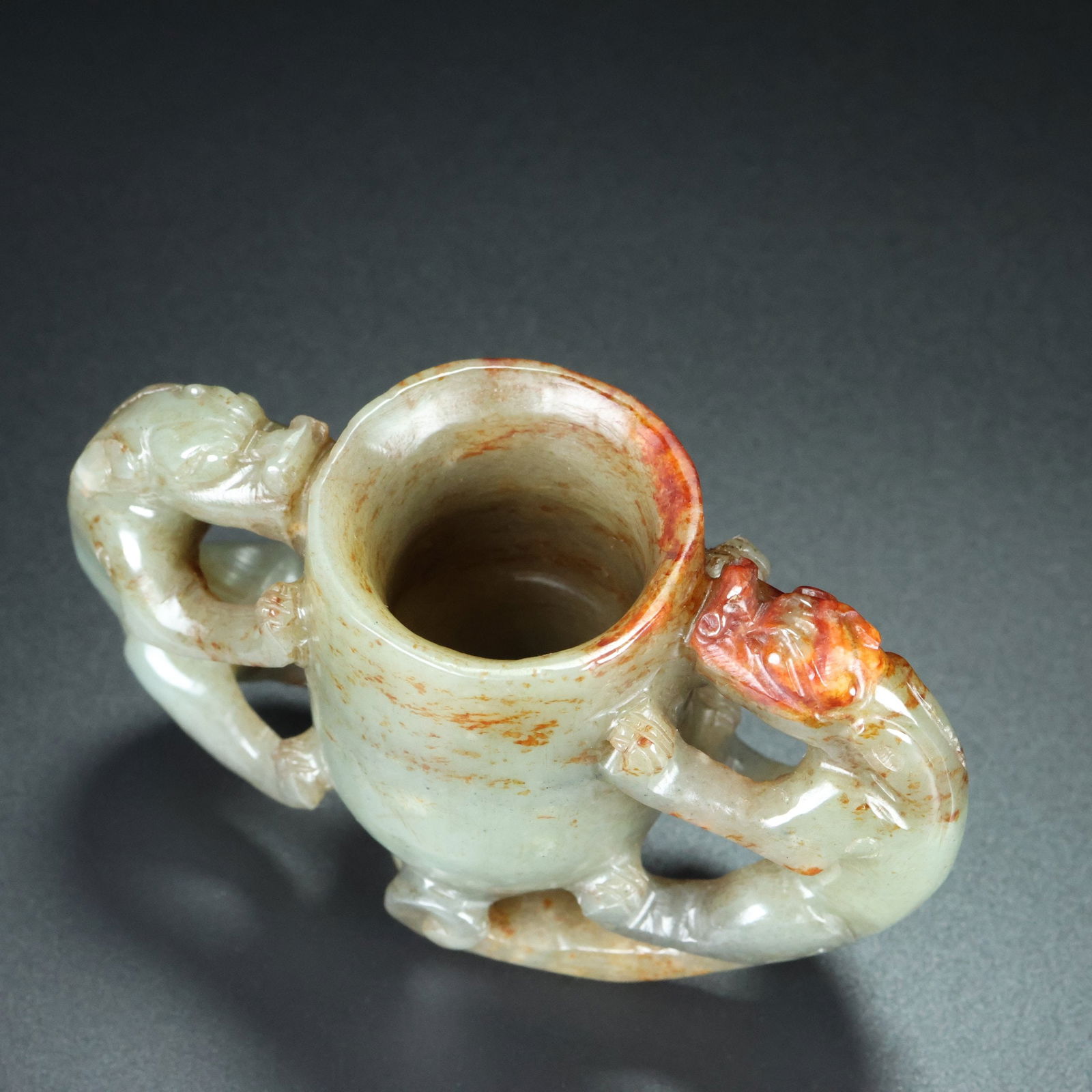 An Exquisite White Jade Auspicious Beast Pattern Cup - 2