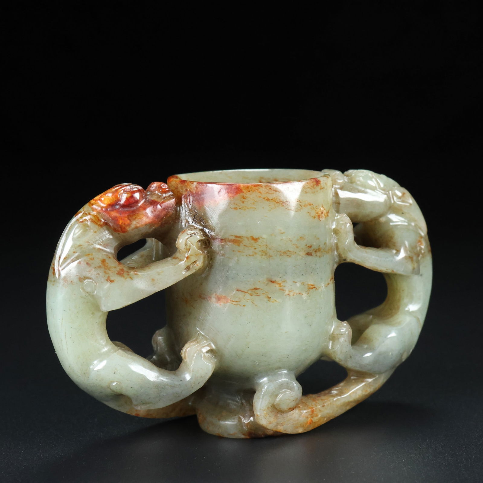 An Exquisite White Jade Auspicious Beast Pattern Cup - 3