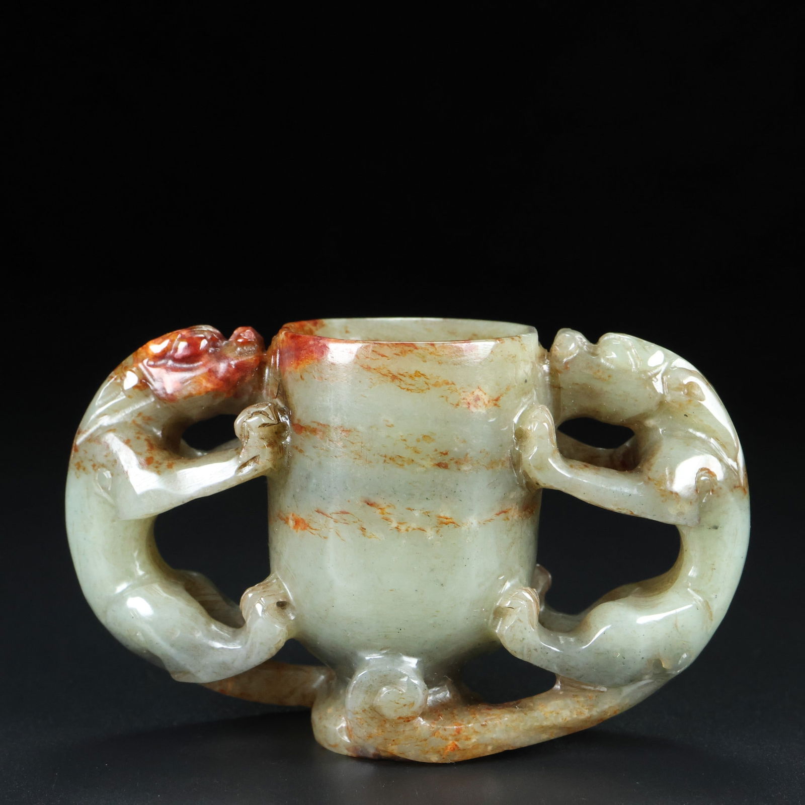 An Exquisite White Jade Auspicious Beast Pattern Cup - 4