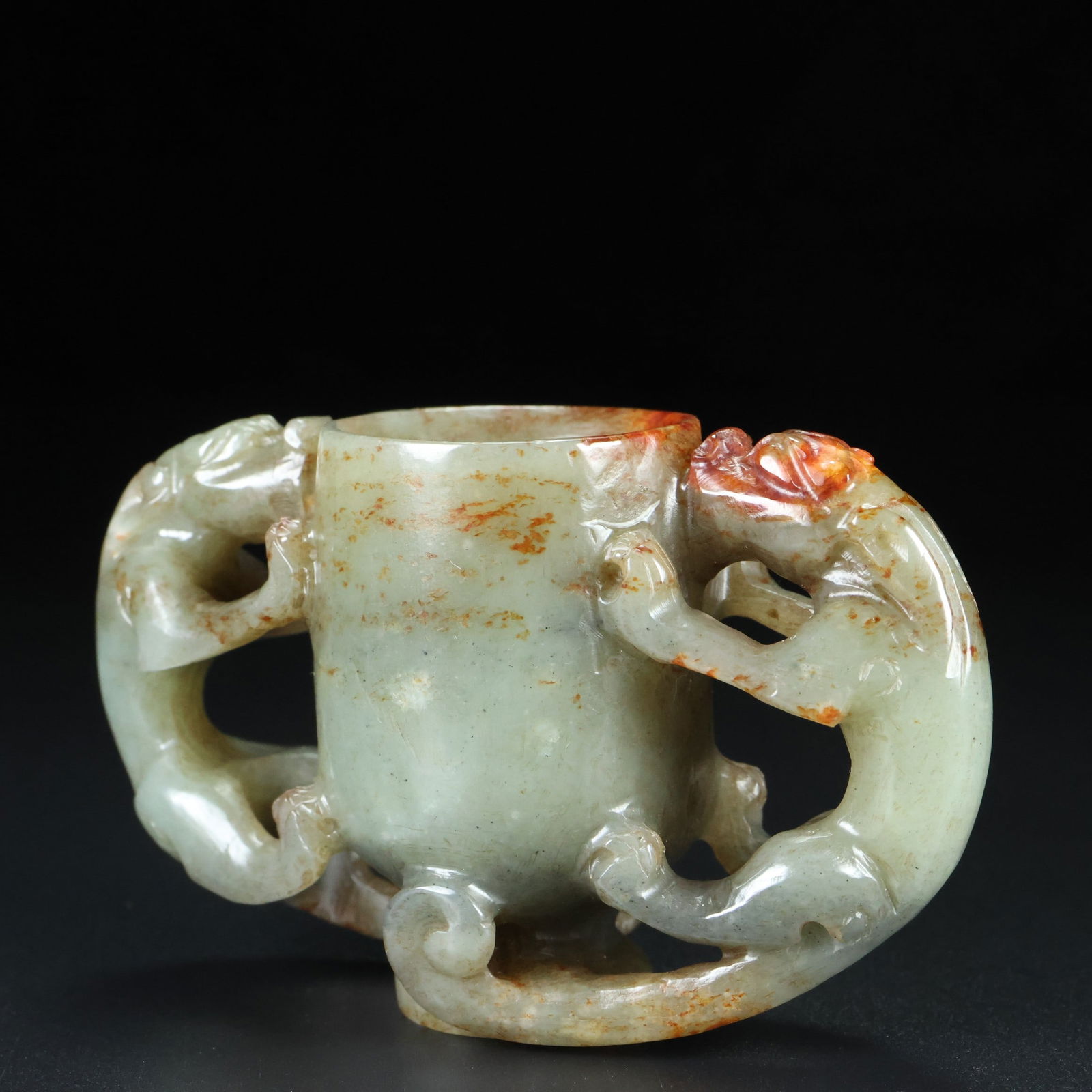 An Exquisite White Jade Auspicious Beast Pattern Cup - 5