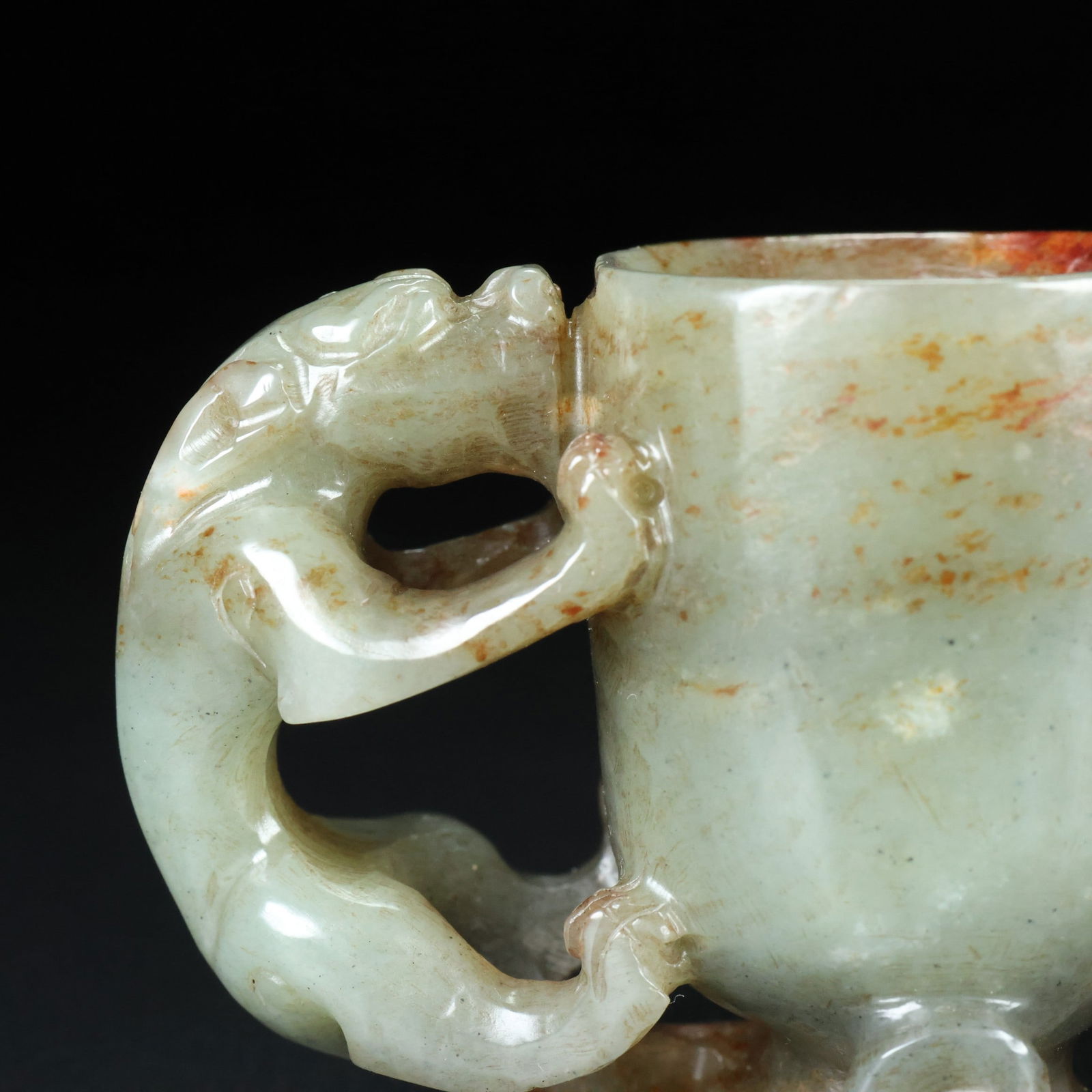 An Exquisite White Jade Auspicious Beast Pattern Cup - 7