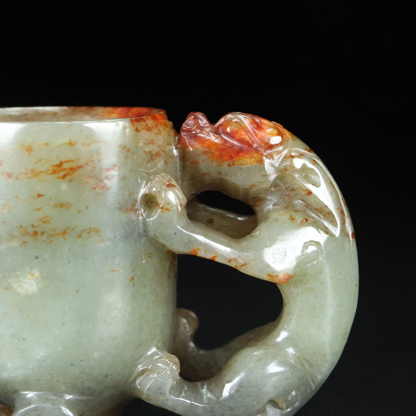 An Exquisite White Jade Auspicious Beast Pattern Cup - 8