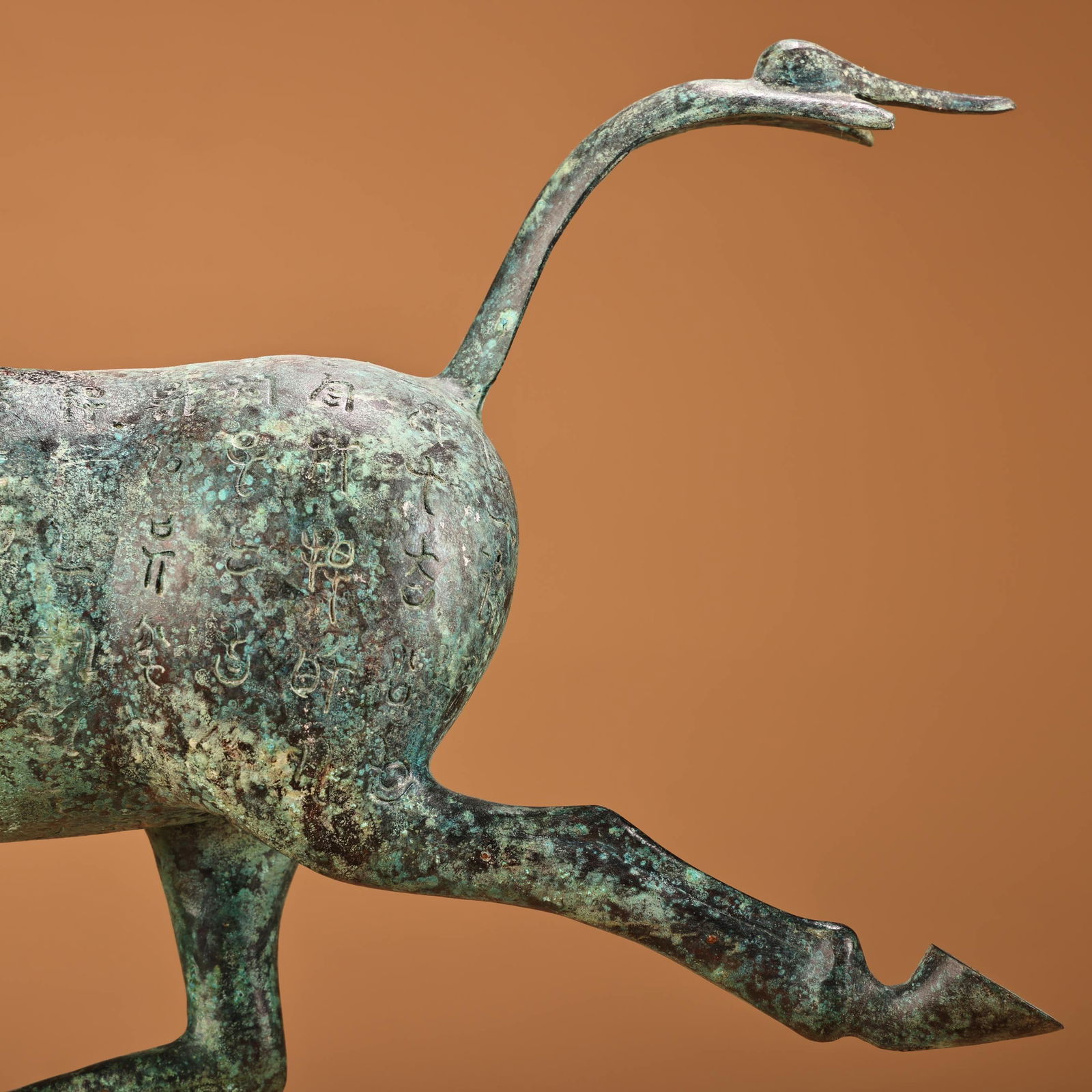 A beautiful bronze horse stepping on a flying swallow - 6