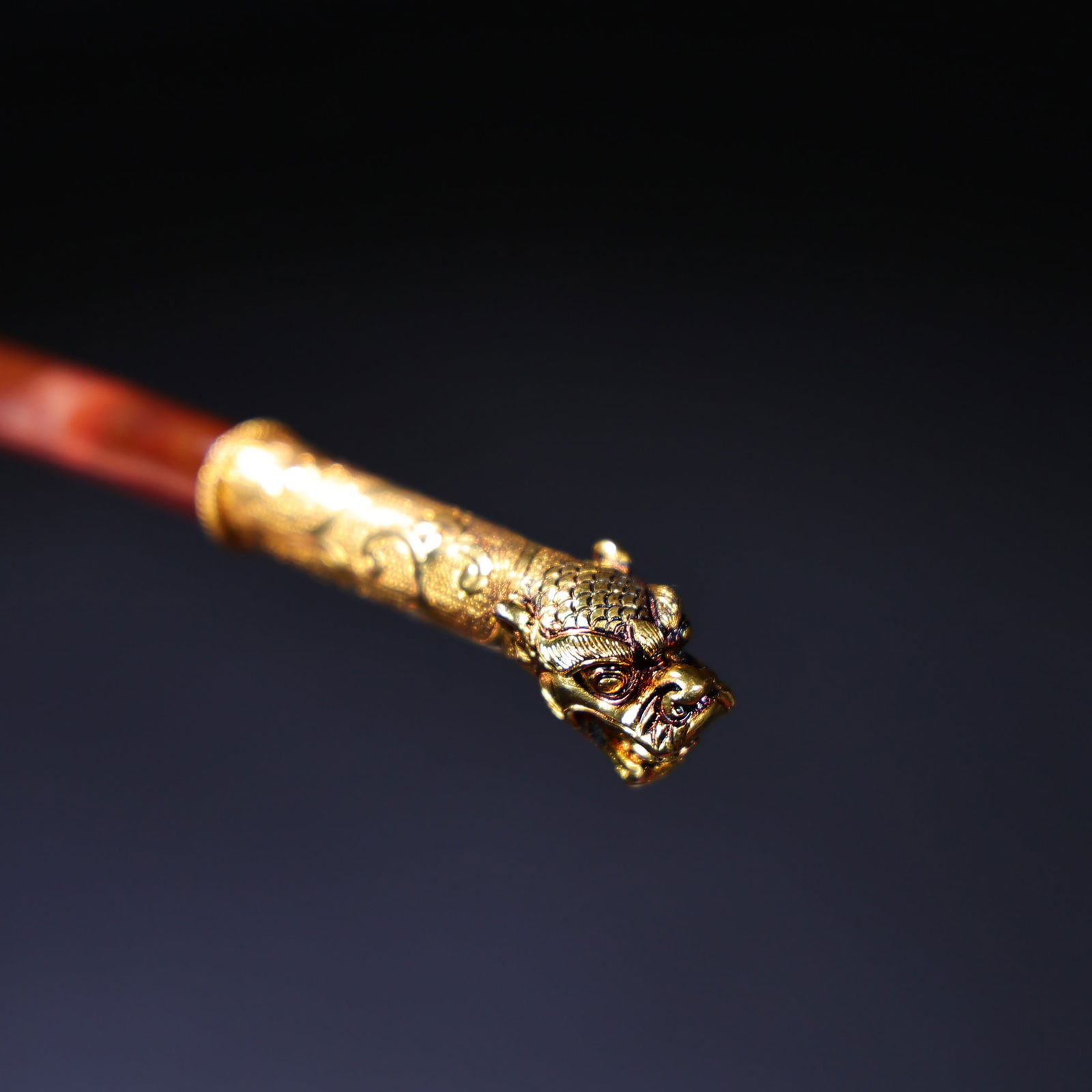 A fine agate copper gilt inlaid spoon - 7