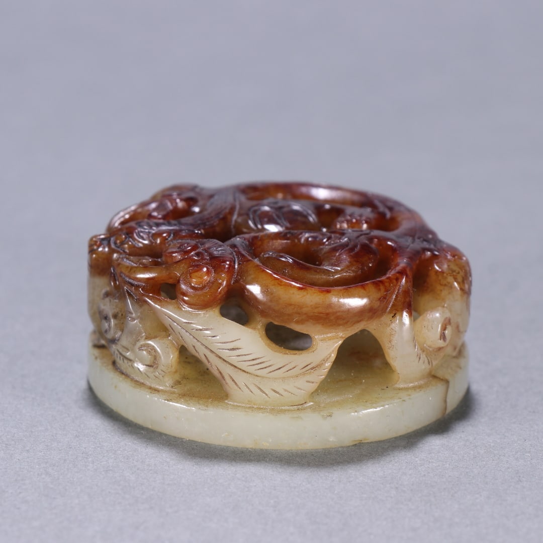 A fine Hetian jade dragon button seal - 2