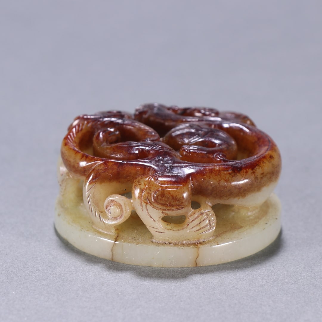 A fine Hetian jade dragon button seal - 3