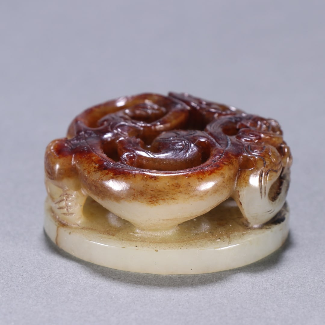 A fine Hetian jade dragon button seal - 4