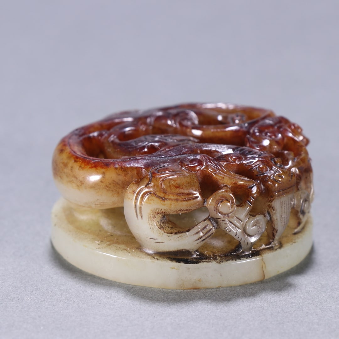 A fine Hetian jade dragon button seal - 5