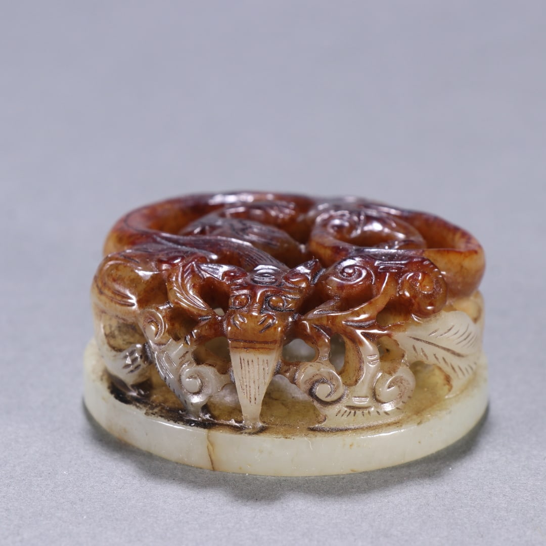 A fine Hetian jade dragon button seal - 6