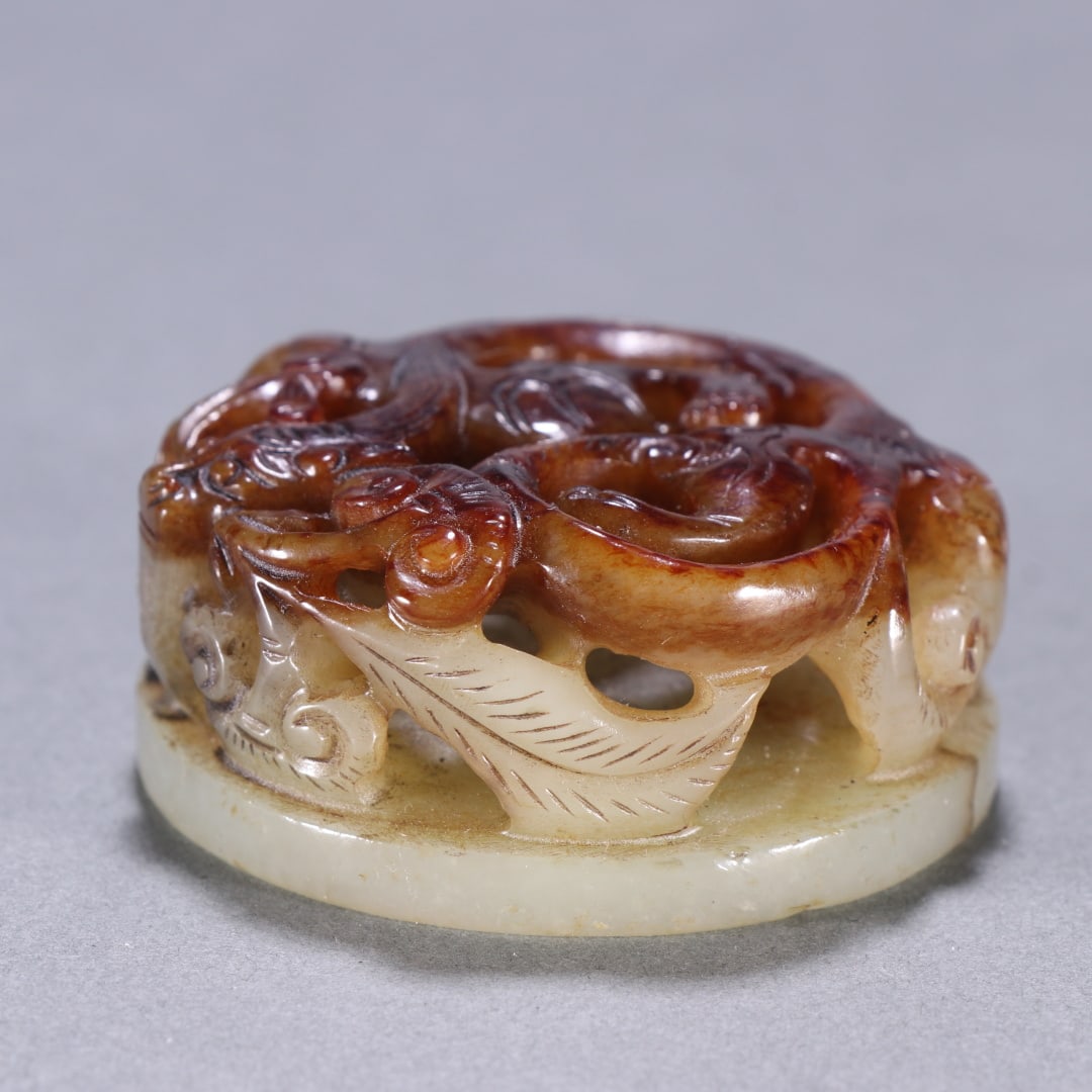 A fine Hetian jade dragon button seal - 7
