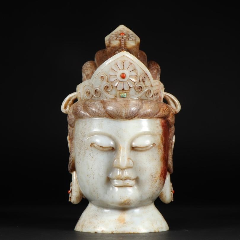 A Hetian jade Buddha head from the Northern and Southern Dynasties: Hetian jade Buddha head during the Northern and Southern Dynasties Size:5.459kgL:13.7cmW:11.7cmH:25cm (The Dimensions Of All Batches Are Manually Measured.If You Need More Detailed Information, Please