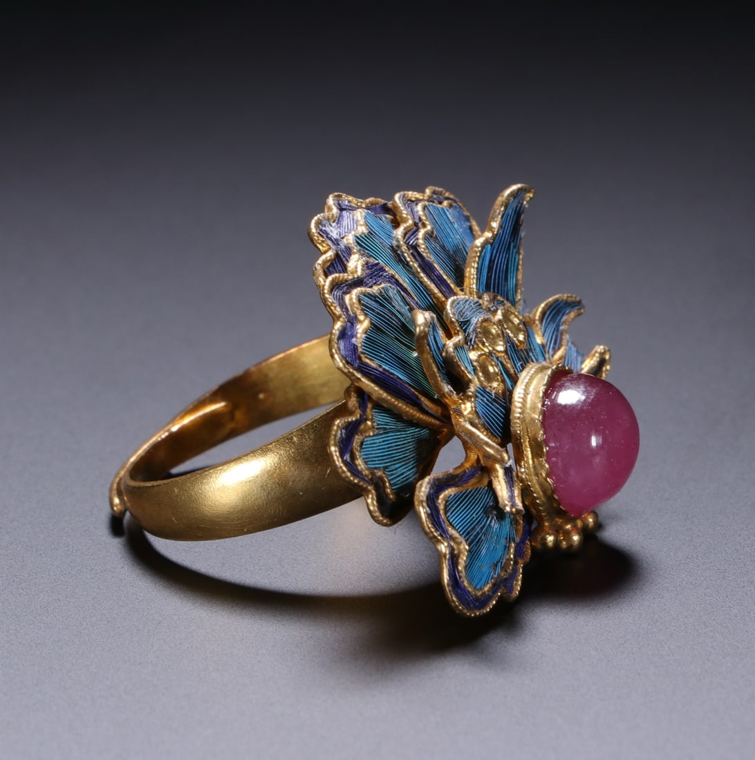 A beautiful dotted peony ring - 3