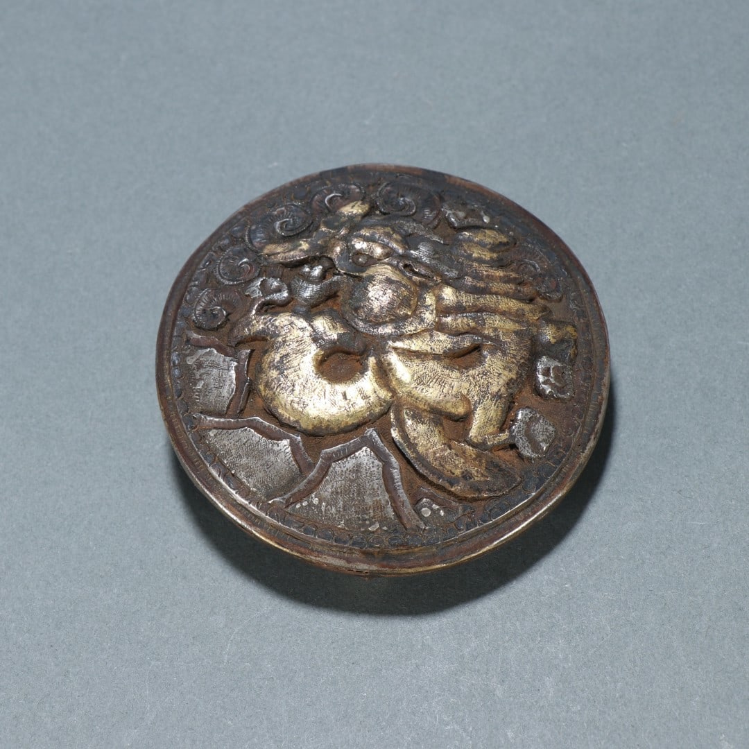 A fine copper wrong gold and silver belt buckle (1 of 6)