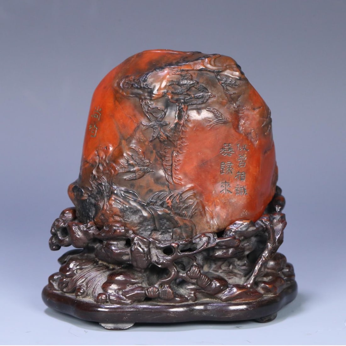 A Qing Dynasty Shang Jun Shoushan Hongtian Huangshi Shanzi ornament: Qing Dynasty's Shang Jun Shoushan Hongtian Huangshi Shanzi ornaments Size: W: 0.2597kg10.1cmx9.8cmx5cm Tianhuang 7.2cmx8cmx3.5cm (The Dimensions Of All Batches Are Manually