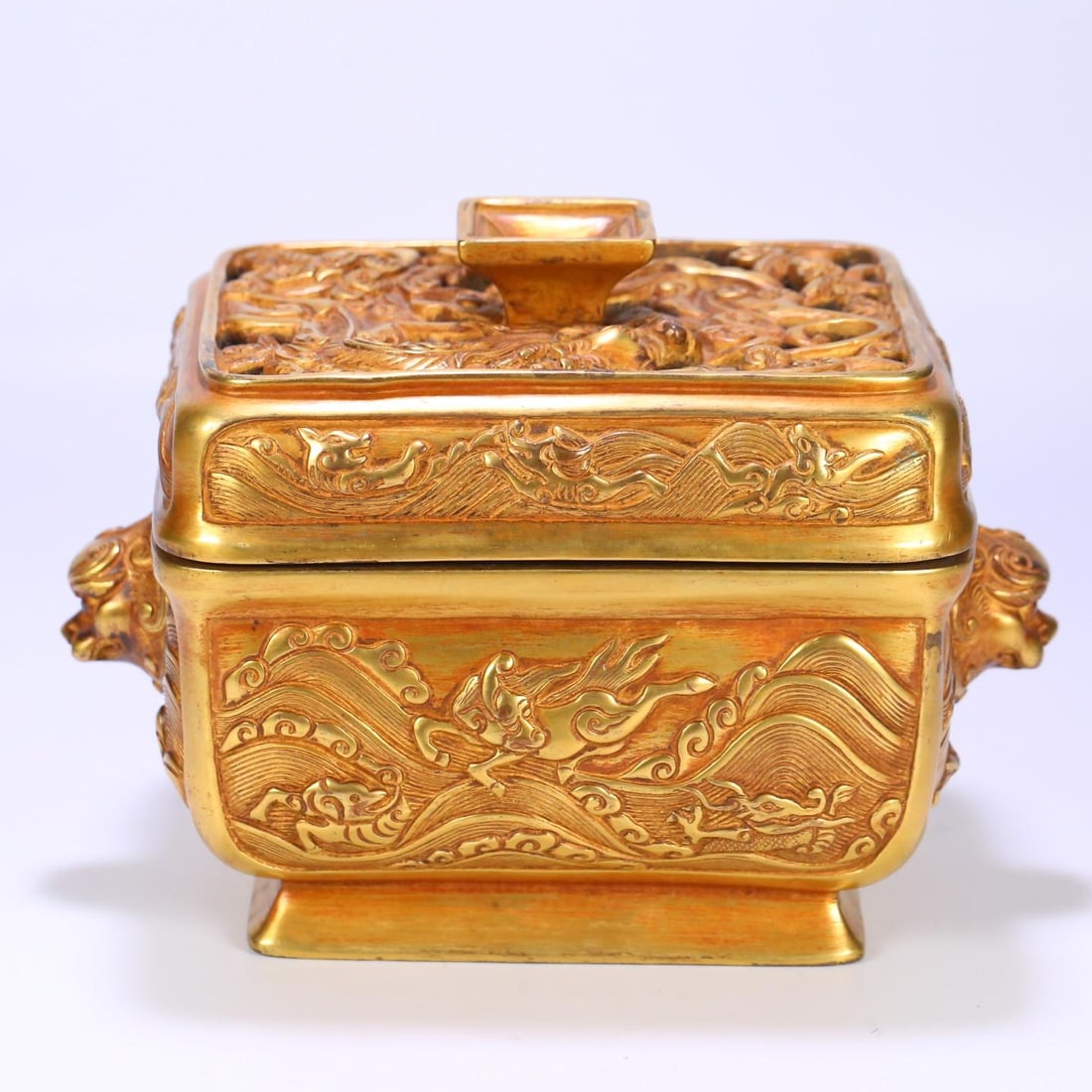 A copper-gilt seawater dragon and beast pattern incense burner made in the Xuande year of the Ming (1 of 10)