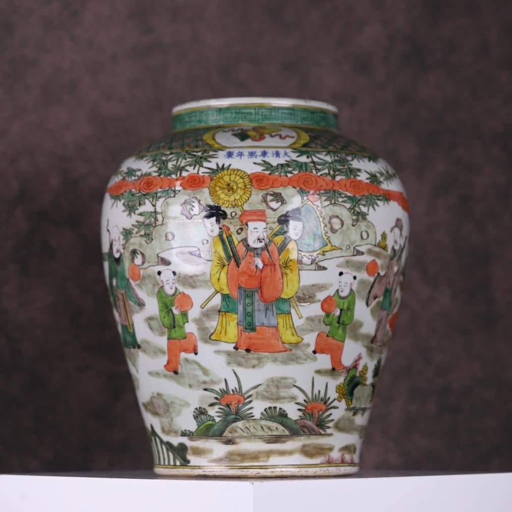 A large jar of Kangxi colorful immortals in the Qing Dynasty (1 of 10)