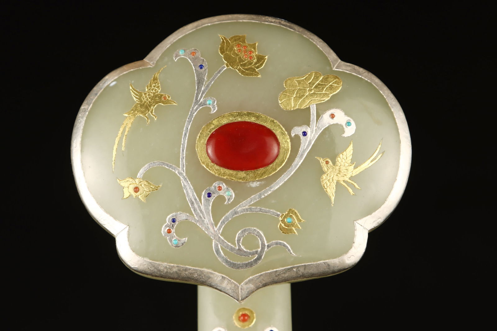 A beautiful wrong gold and silver jade ornament - 4