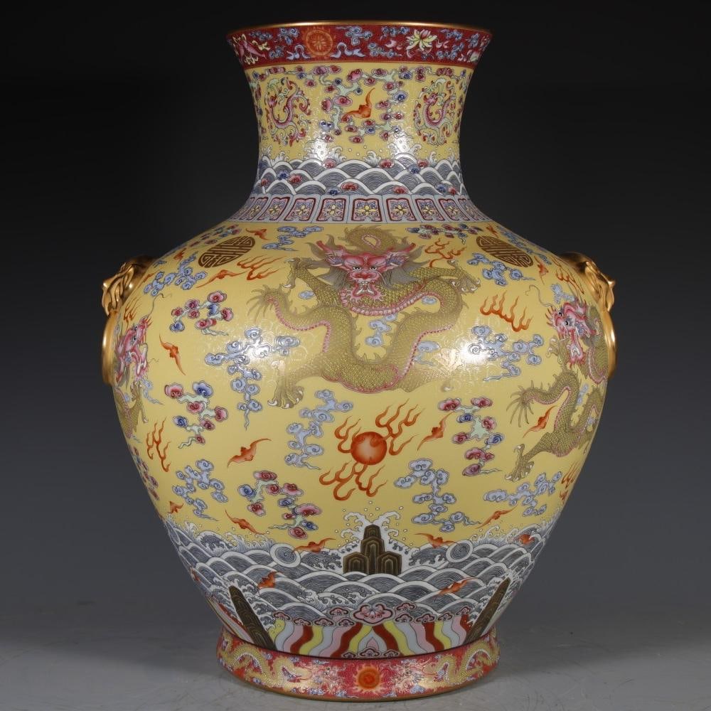 A lion's head Kowloon Flower Honor from the Qianlong period of the Qing Dynasty: The lion's head of the Qianlong year of the Qing Dynasty is a heavy weapon of flowers Size:H:48cmCalibre19.7cmBottom22cm (The Dimensions Of All Batches Are Manually Measured.If You