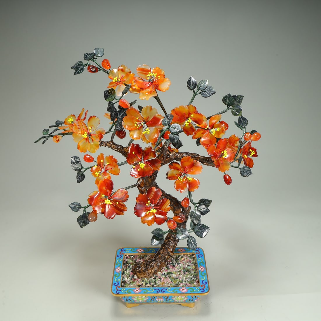 A cloisonné pot jade begonia bonsai from the period of foreign exchange creation (1 of 8)