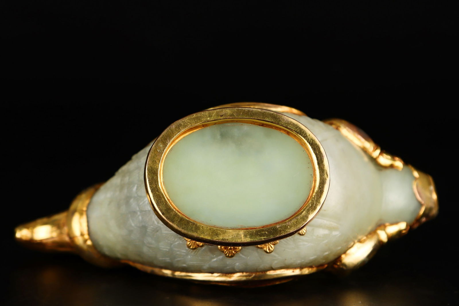 A beautiful gilded jade pot - 9