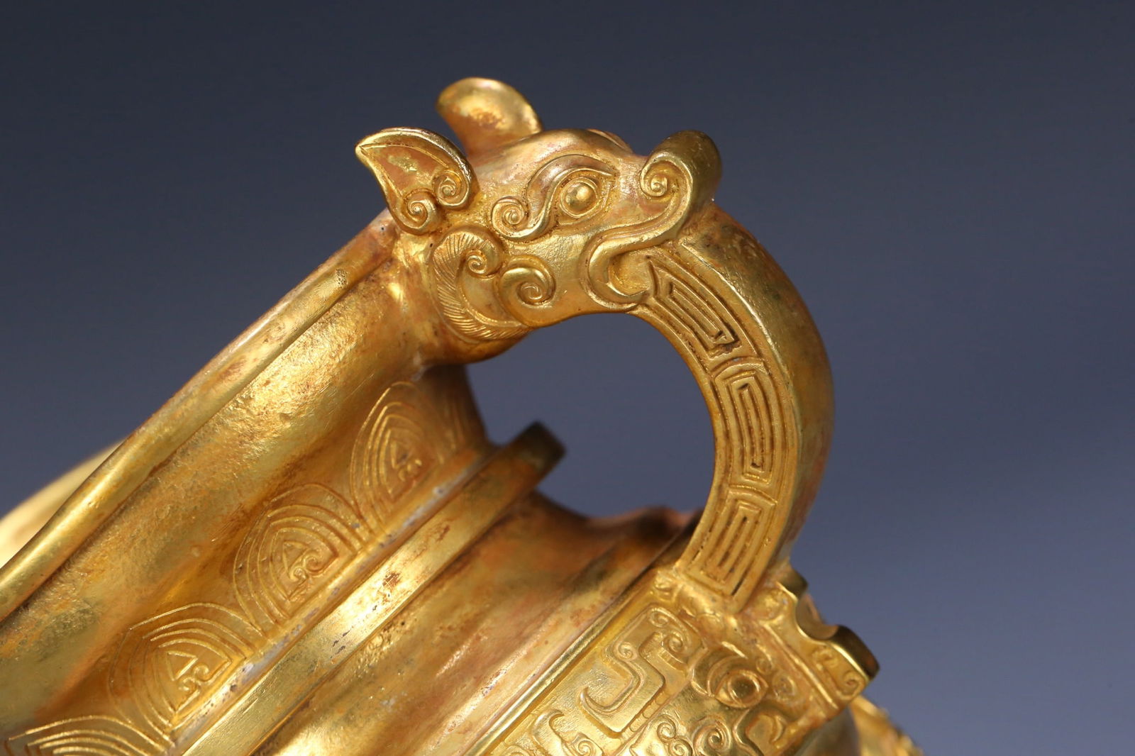 A fine copper-gilt ancient beast cup - 6