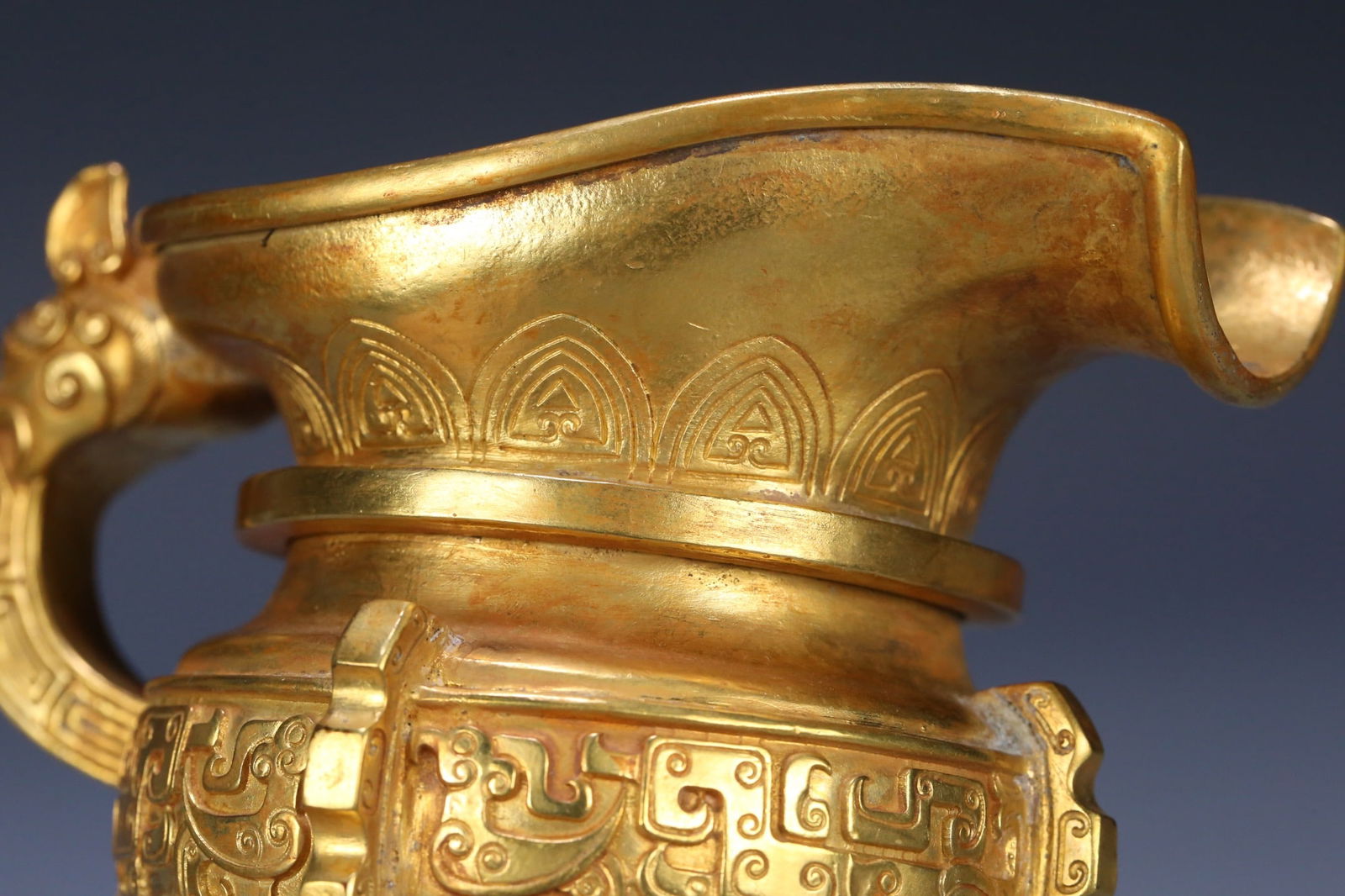 A fine copper-gilt ancient beast cup - 8