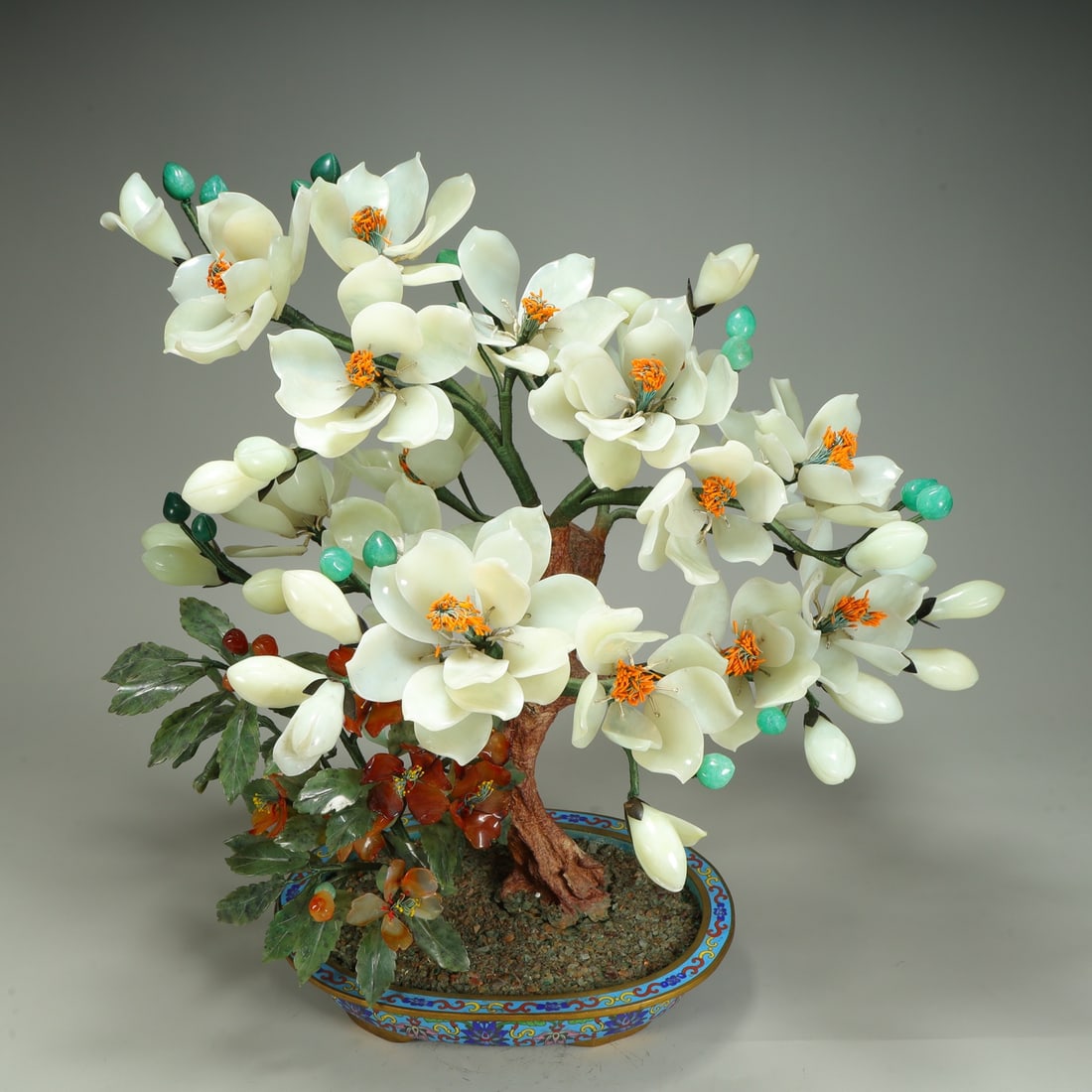 A cloisonné jade bonsai jade hall from the period of foreign exchange earnings is rich (1 of 11)