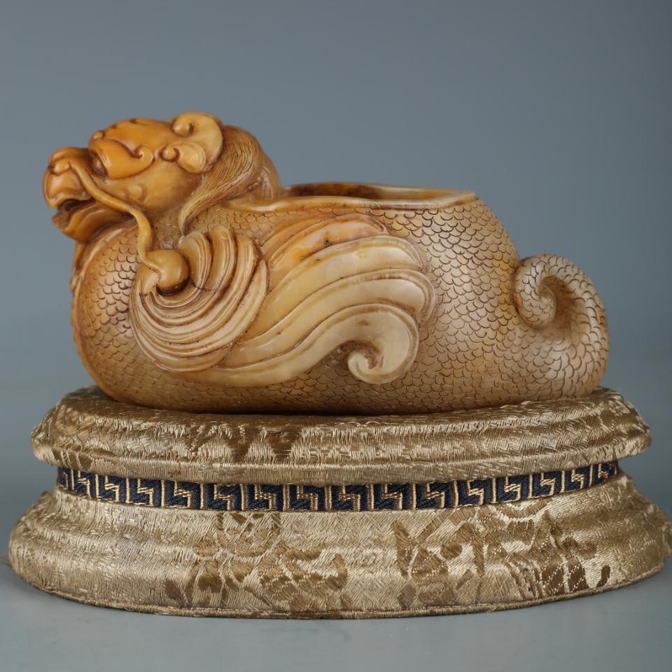 A piece of Shoushan hibiscus stone dragon wash of the Qing Dynasty: Shoushan hibiscus stone dragon wash in the Qing Dynasty Size:H:5.5cmW:11cmW:0.342kg (The Dimensions Of All Batches Are Manually Measured.If You Need More Detailed Information,