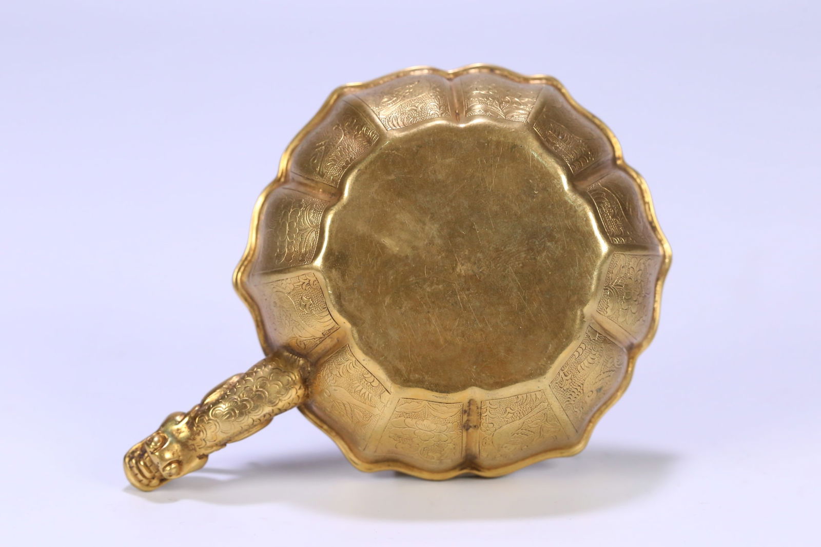 A beautiful copper-gilt dragon ear cup - 4