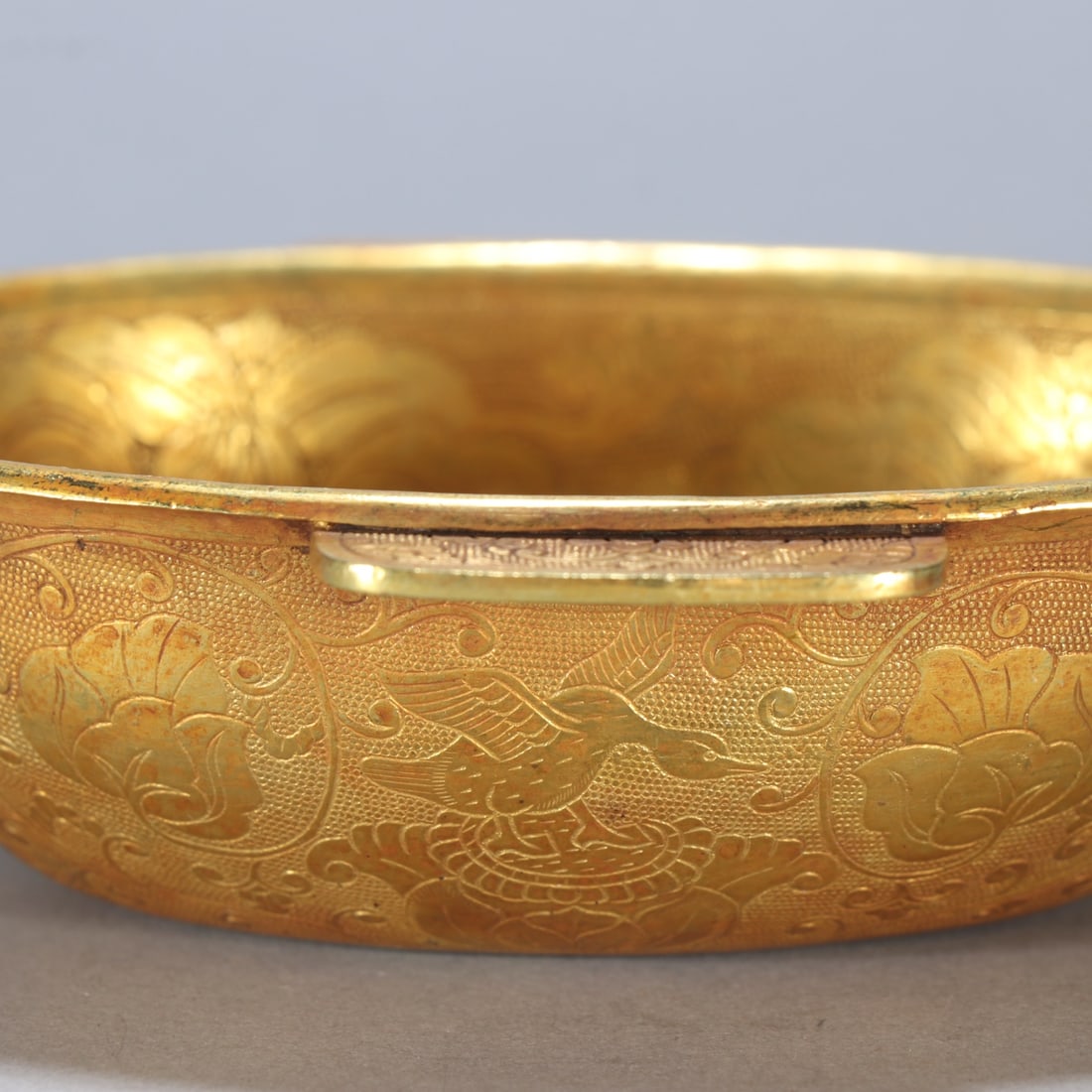 A beautiful copper gilt patterned ear cup - 2