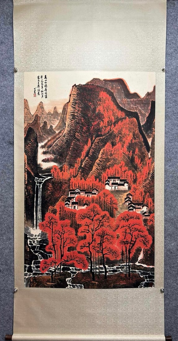 A fine painting by Li Keran: Li Keran's fine paintings Size:PaintingcoreSize:156cmx94cm (The Dimensions Of All Batches Are Manually Measured.If You Need More Detailed Information, Please Contact Our Customer