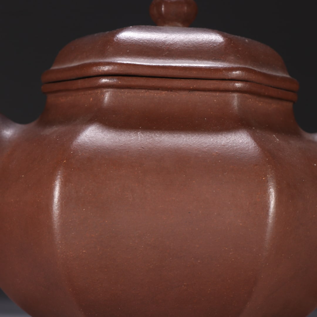 A Qing Dynasty moon spring purple sand hexagonal pot - 2