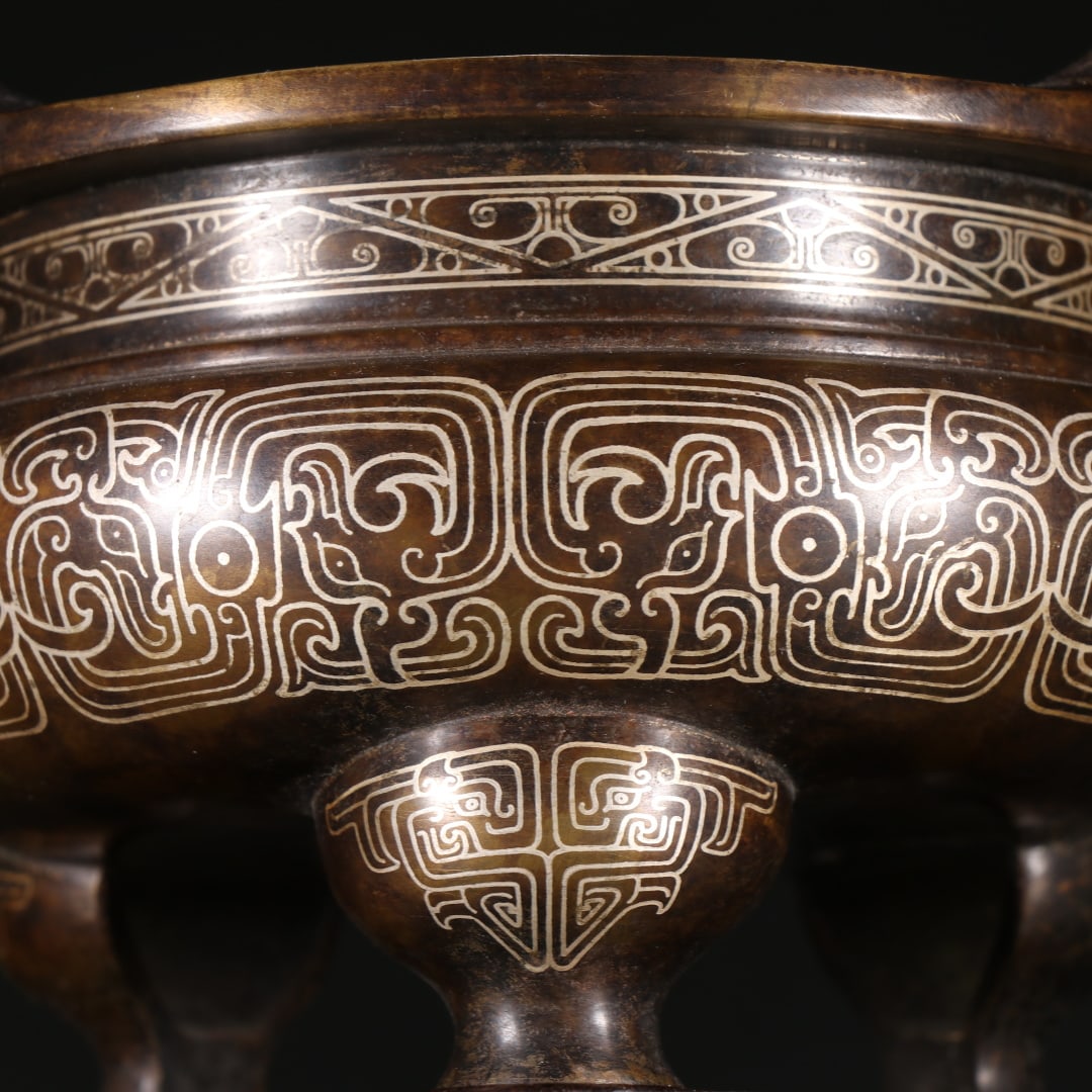 A fine stone old copper and silver three-legged aroma diffuser - 2